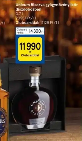 Tesco Unicum Riserva gyógynövénylikör díszdobozban 0,7 l ajánlat