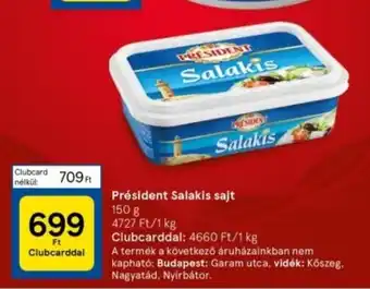 Tesco Président Salakis sajt 150 g ajánlat