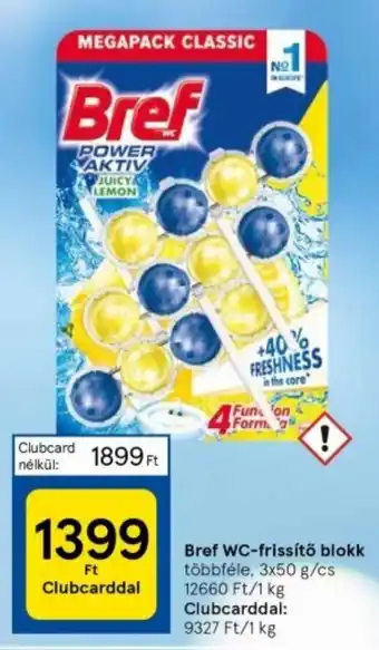 Tesco Bref WC-frissítő blokk 3 x 50 g ajánlat