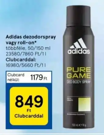 Tesco Adidas dezodorspray vagy roll-on 50 / 150 ml ajánlat