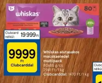 Tesco Whiskas alutasakos macskaeledel multipack 80 x 85 g ajánlat