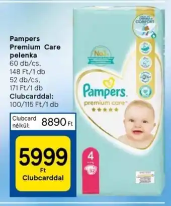 Tesco Pampers Premium Care pelenka 60 db ajánlat