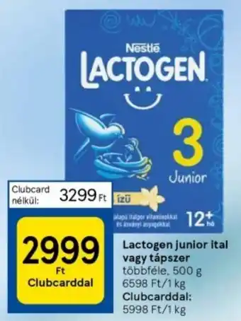 Tesco Lactogen Junior ital vagy tápszer 500 g ajánlat