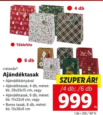 Lidl crelando Ajándéktasak 4 / 6 db ajánlat