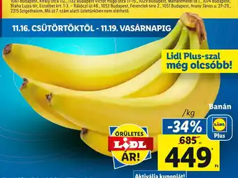 Lidl Banán 1 kg ajánlat