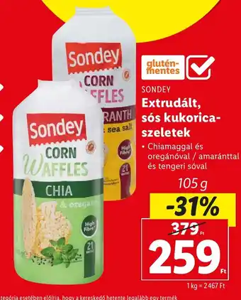 Lidl SONDEY Extrudált, sós kukorica- szeletek 105 g ajánlat