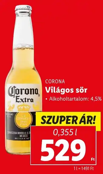 Lidl CORONA Világos sör 0,355 l ajánlat