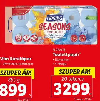 Lidl FLORALYS Toalettpapír 20 tekercs ajánlat