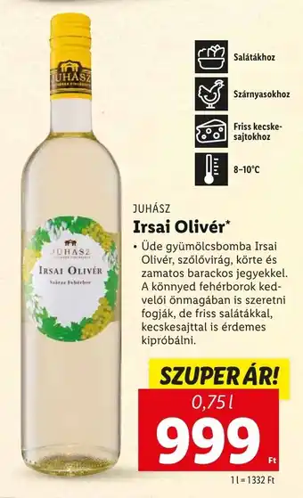 JUHÁSZ Irsai Olivér 0,75 l