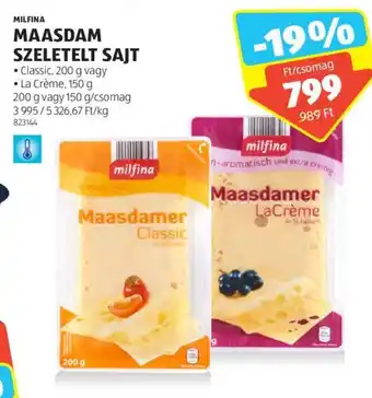 ALDI MILFINA MAASDAM SZELETELT SAJT 200 / 150 g ajánlat