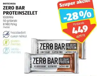 ALDI BIOTECHUSA ZERO BAR PROTEINSZELET 50 g ajánlat