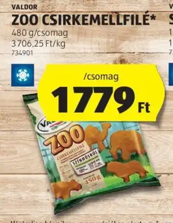 ALDI VALDOR ZOO CSIRKEMELLFILÉ 480 g ajánlat