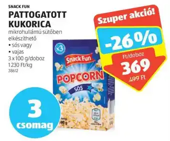 ALDI SNACK FUN PATTOGATOTT KUKORICA 3 x 100 g ajánlat