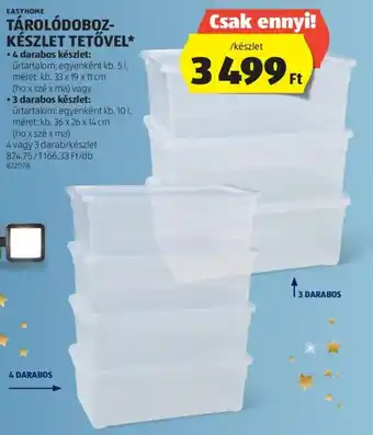 ALDI EASYHOME TÁROLÓDOBOZ KÉSZLET TETŐVEL ajánlat