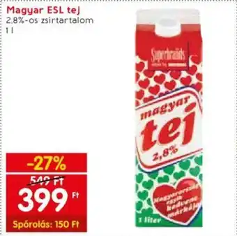 Spar Magyar ESL tej 1l ajánlat