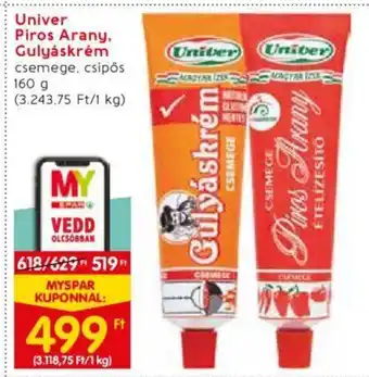 Spar Univer Piros Arany Gulyáskrém 160 g ajánlat