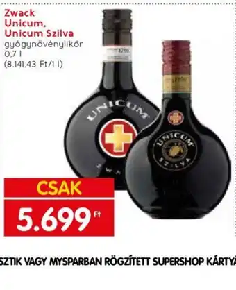 Spar Zwack Unicum, Unicum Szilva 0,7l ajánlat