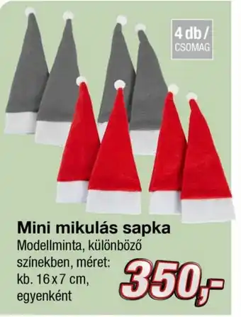 Mini mikulás sapka 4 db