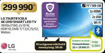 Auchan LG 75UR781COLK 4K UHD SMART LED TV 1 db ajánlat