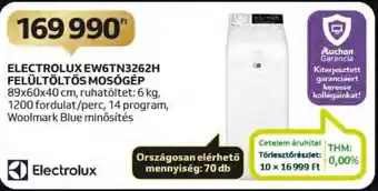 Auchan ELECTROLUX EW6TN3262H FELÜLTÖLTŐS MOSÓGÉP ajánlat