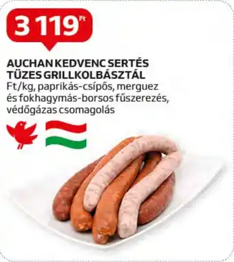 Auchan AUCHANKEDVENC SERTÉS TÜZES GRILLKOLBÁSZTÁL 1kg ajánlat