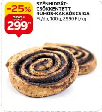 Auchan SZÉNHIDRÁT CSÖKKENTETT RUMOS KAKAÓS CSIGA 100g ajánlat