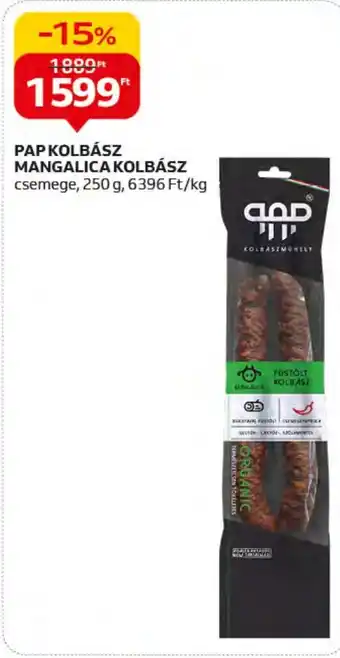 Auchan PAPKOLBÁSZ MANGALICA KOLBÁSZ 250g ajánlat