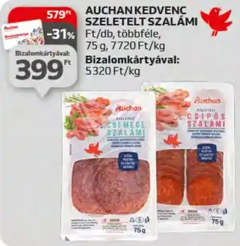 Auchan AUCHAN KEDVENC SZELETELT SZALÁMI 75g ajánlat
