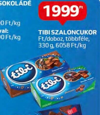 Auchan TIBI SZALONCUKOR 330g ajánlat
