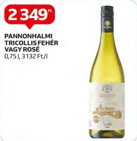 Auchan PANNONHALMI TRICOLLIS FEHÉR VAGY ROSÉ 0,75l ajánlat