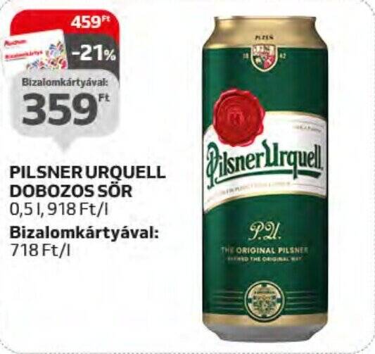 Auchan PILSNER URQUELL DOBOZOS SÖR 0,5l ajánlat