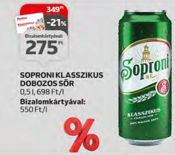 Auchan SOPRONI KLASSZIKUS DOBOZOS SÖR 0,5l ajánlat