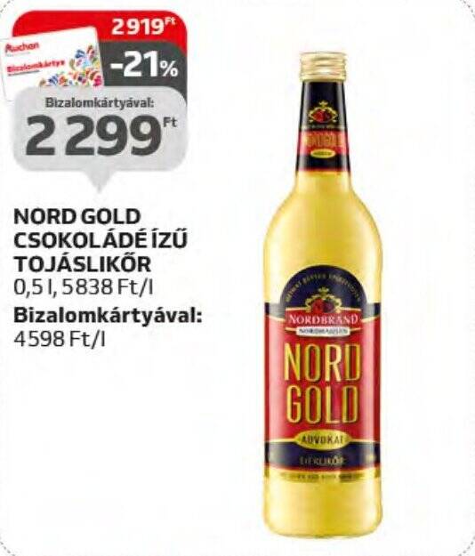 Auchan NORD GOLD CSOKOLÁDÉ ÍZŰ TOJÁSLIKŐR 0,5l ajánlat