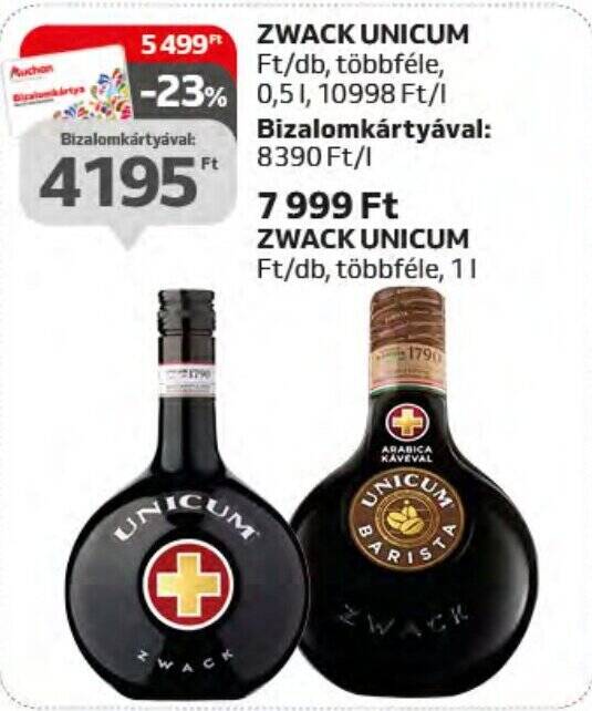 Auchan ZWACK UNICUM 0,5l ajánlat