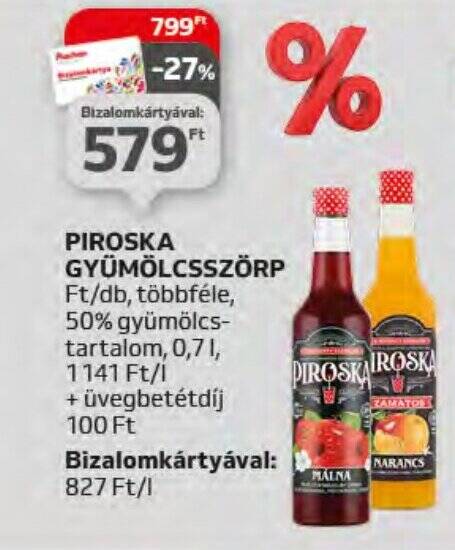Auchan PIROSKA GYÜMÖLCSSZÖRP 0,7l ajánlat