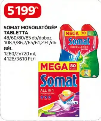 Auchan SOMAT MOSOGATÓGÉP TABLETTA ajánlat