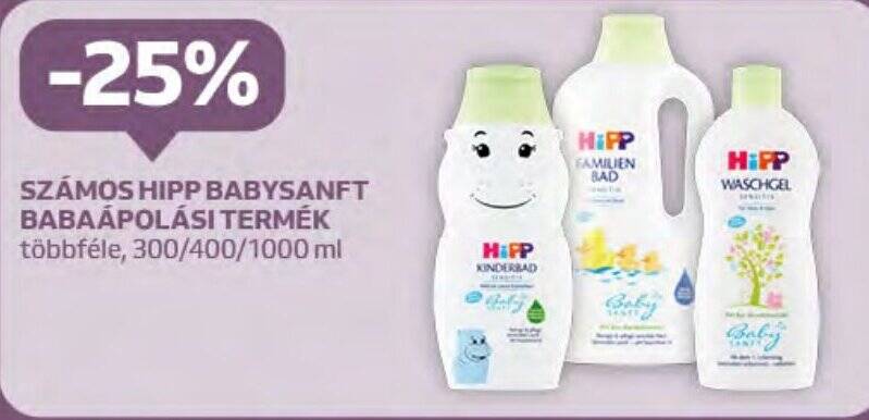 Auchan SZÁMOS HIPP BABYSANFT BABAÁPOLÁSI TERMÉK 300 - 1000 ml ajánlat