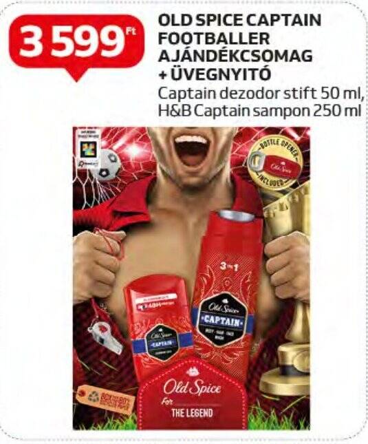 Auchan OLD SPICE CAPTAIN FOOTBALLER AJÁNDÉKCSOMAG + ÜVEGNYITÓ 50 / 250 ml ajánlat