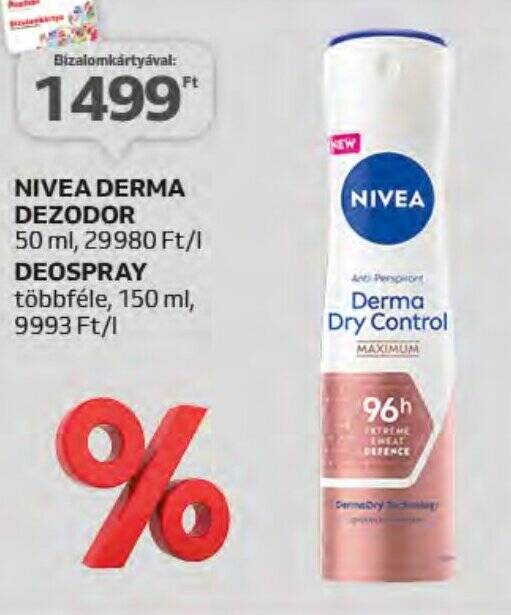Auchan NIVEA DERMA DEZODOR stb. 50 / 150 ml ajánlat
