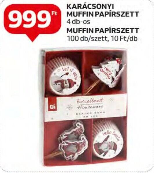 Auchan KARÁCSONYI MUFFIN PAPÍRSZETT stb. 4 - 100 db ajánlat