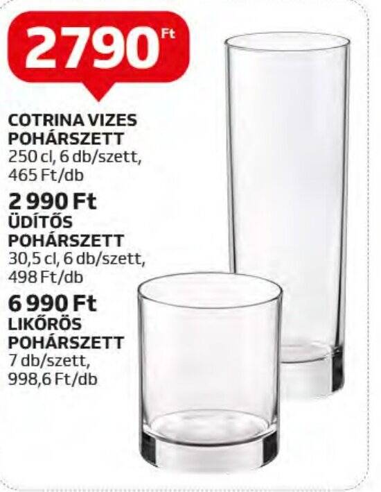 Auchan COTRINA VIZES POHÁRSZETT 6 db ajánlat