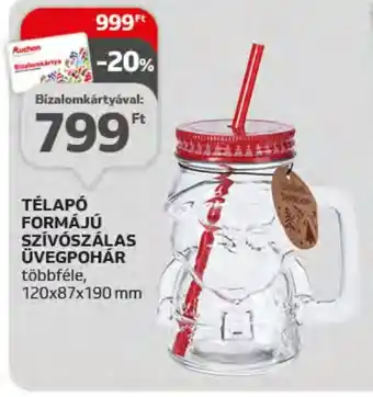 TÉLAPÓ FORMÁJÚ SZÍVÓSZÁLAS ÜVEGPOHÁR 1 db