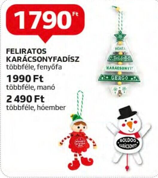 Auchan FELIRATOS KARÁCSONYFADÍSZ 1 db ajánlat