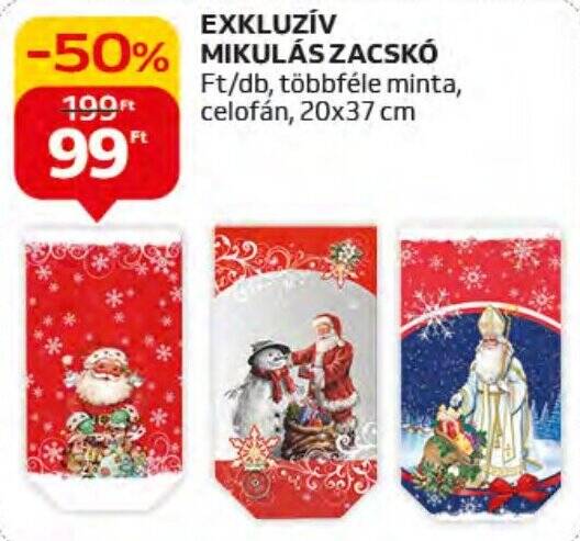 Auchan EXKLUZÍV MIKULÁS ZACSKÓ 1 db ajánlat