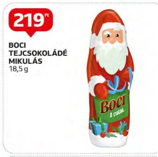 Auchan BOCI TEJCSOKOLÁDÉ MIKULÁS 18,5 g ajánlat