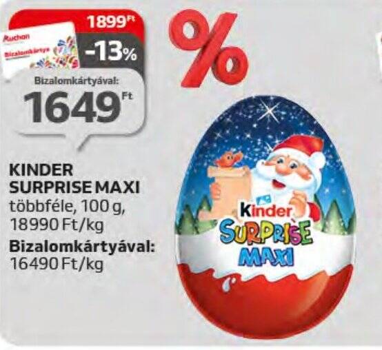 Auchan KINDER SURPRISE MAXI 100 g ajánlat