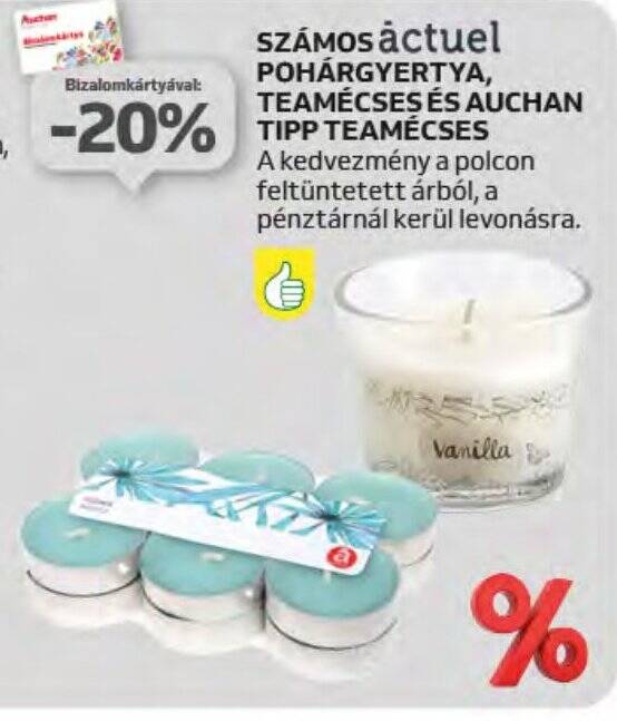 Auchan SZÁMOS actuel POHÁRGYERTYA stb. ajánlat