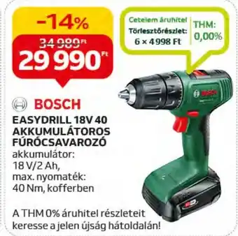 Auchan BOSCH EASYDRILL AKKUMULÁTOROS FÚRÓCSAVAROZÓ 1 db ajánlat