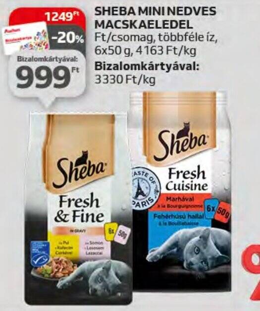 Auchan SHEBA MINI NEDVES MACSKAELEDEL 6 x 50 g ajánlat