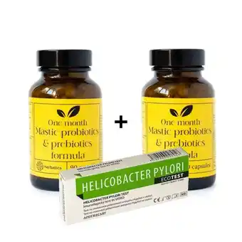 Emésztéstámogató készlet: 2x masticha probiotics & prebiotics + helicobacter teszt - herbatica